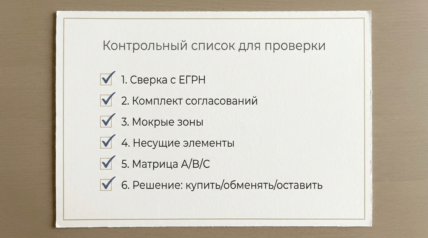 Чек-лист проверки перепланировки на просмотре новостройки