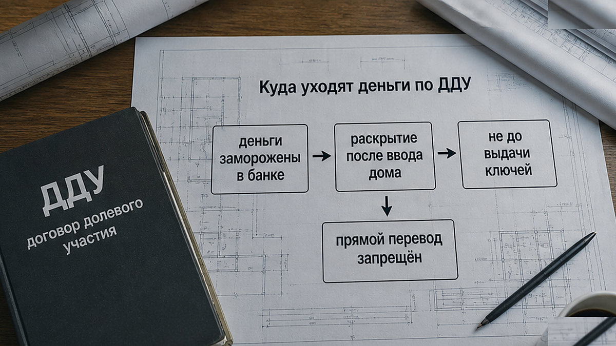 Схема: деньги по ДДУ заморожены на эскроу до ввода дома, не до ключей