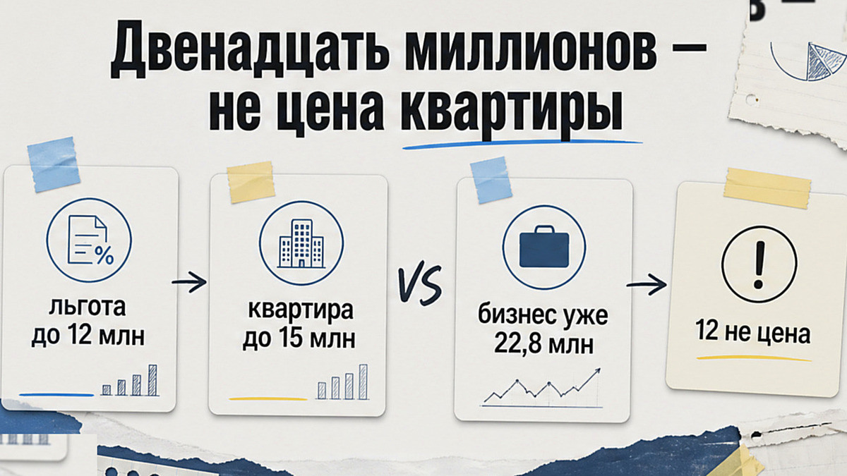 Инфографика: льгота до 12 млн, квартира до 15 млн и бизнес уже 22,8 млн