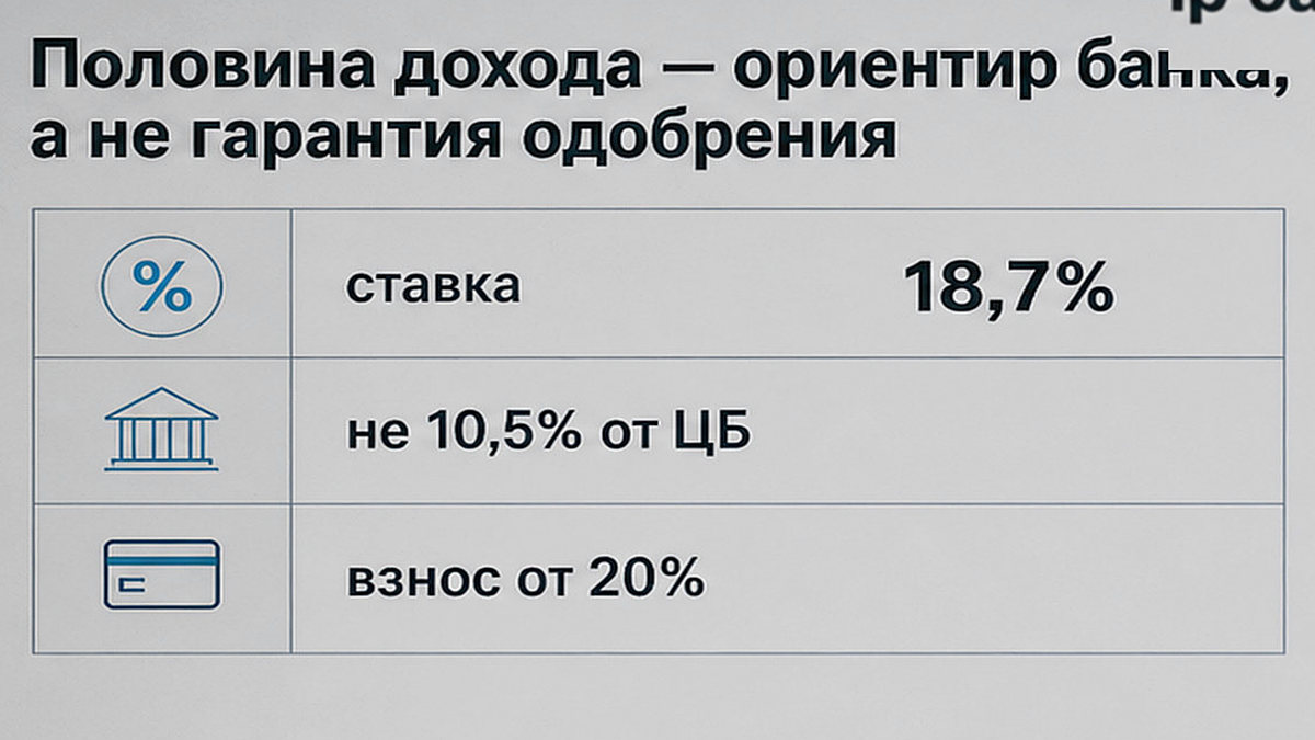 Таблица условий ипотечного кредитования и требований к долговой нагрузке заемщика