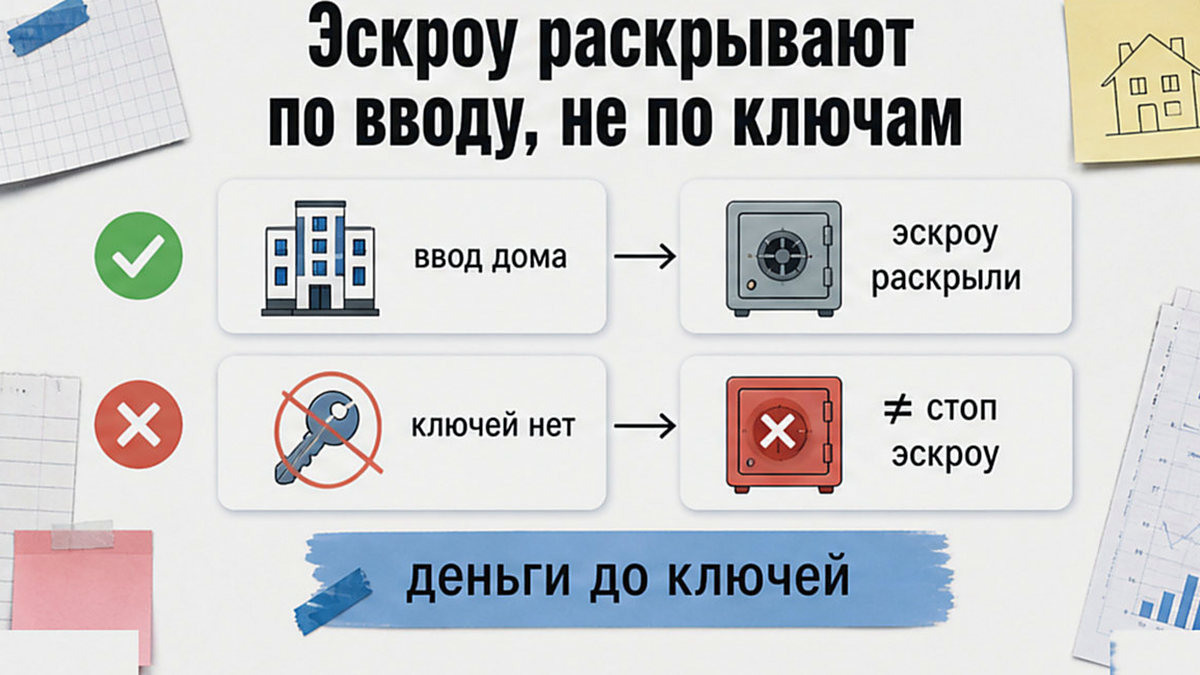 Сравнение: эскроу раскрывают по вводу, ключи для этого не нужны