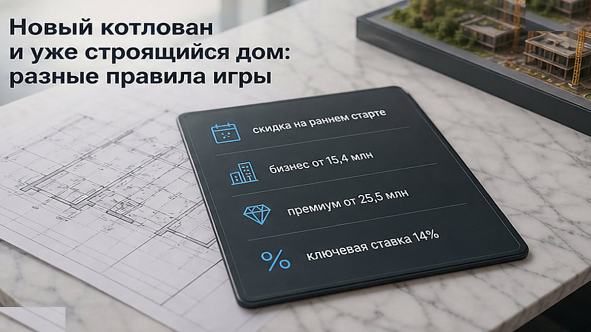 Сопоставление условий покупки на раннем старте котлована и в готовом корпусе