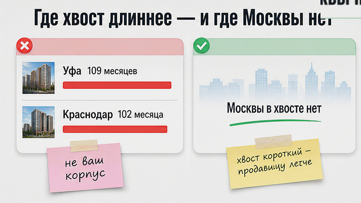 Таблица: самые длинные сроки остатков у Уфы и Краснодара, Москвы в этом хвосте нет