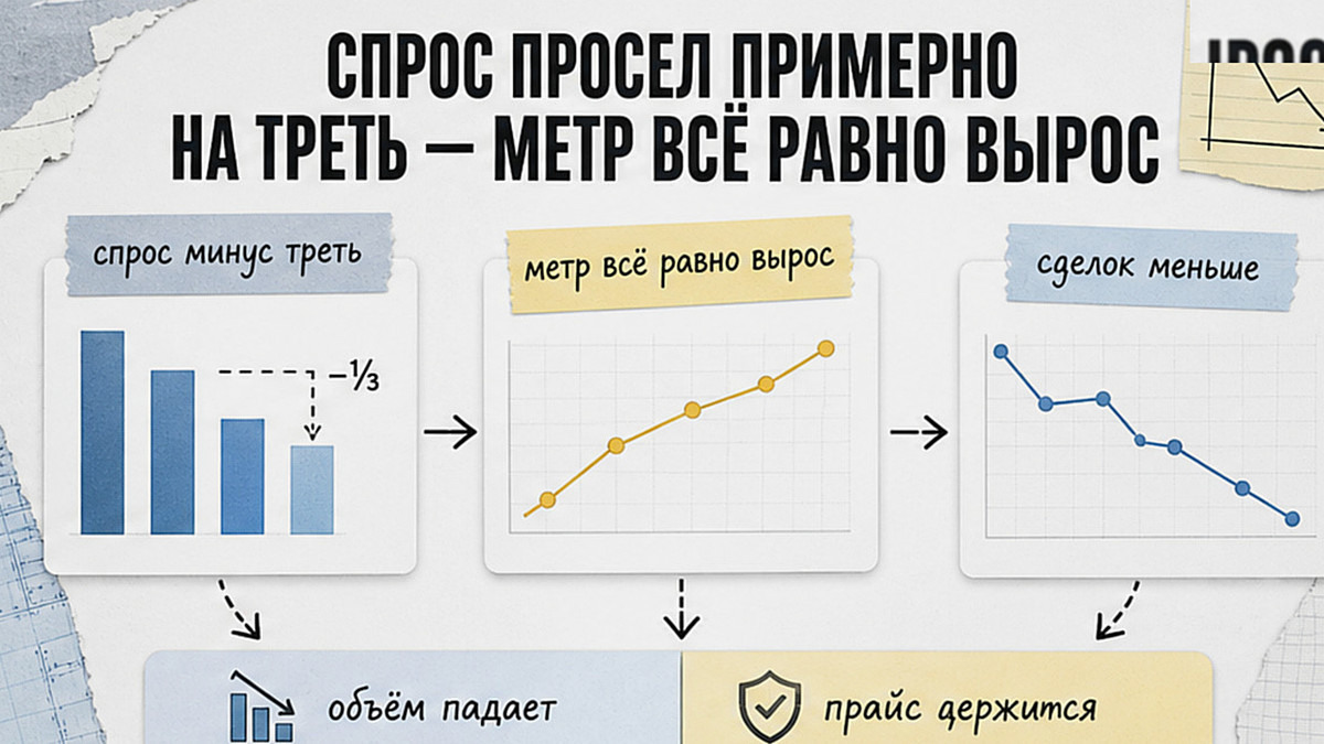 Спрос минус треть, а цена метра всё равно выросла