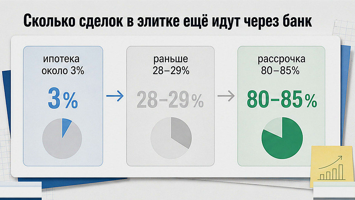 Доли ипотеки и рассрочки в элитных сделках Москвы