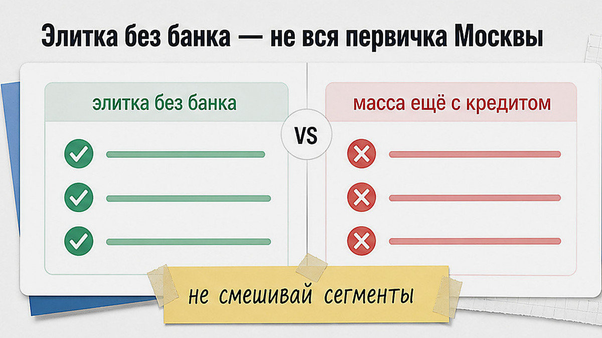 Сравнение: элитка без банка и массовая первичка с кредитом
