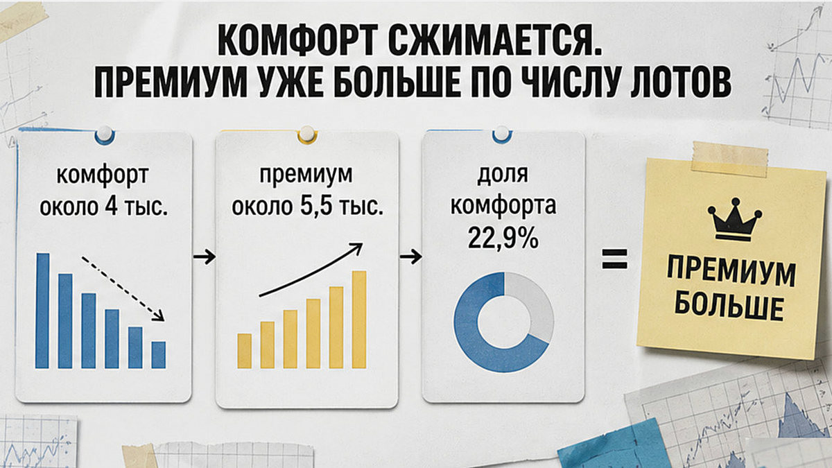 Инфографика: комфорт около 4 тыс. лотов против премиум около 5,5 тыс.