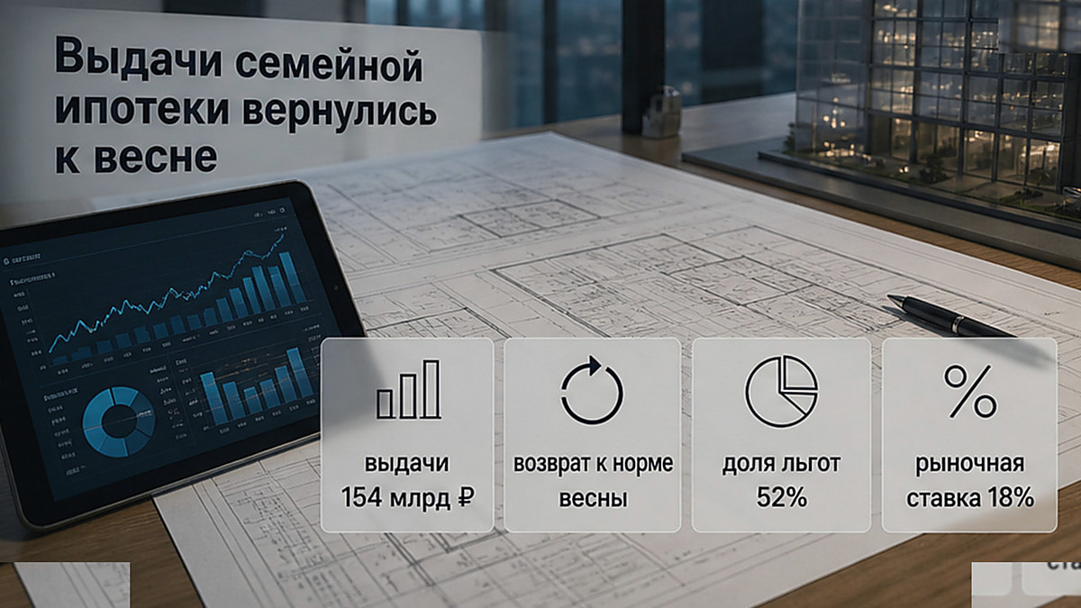 Цифры июля: выдачи семейной ипотеки вернулись к весеннему уровню