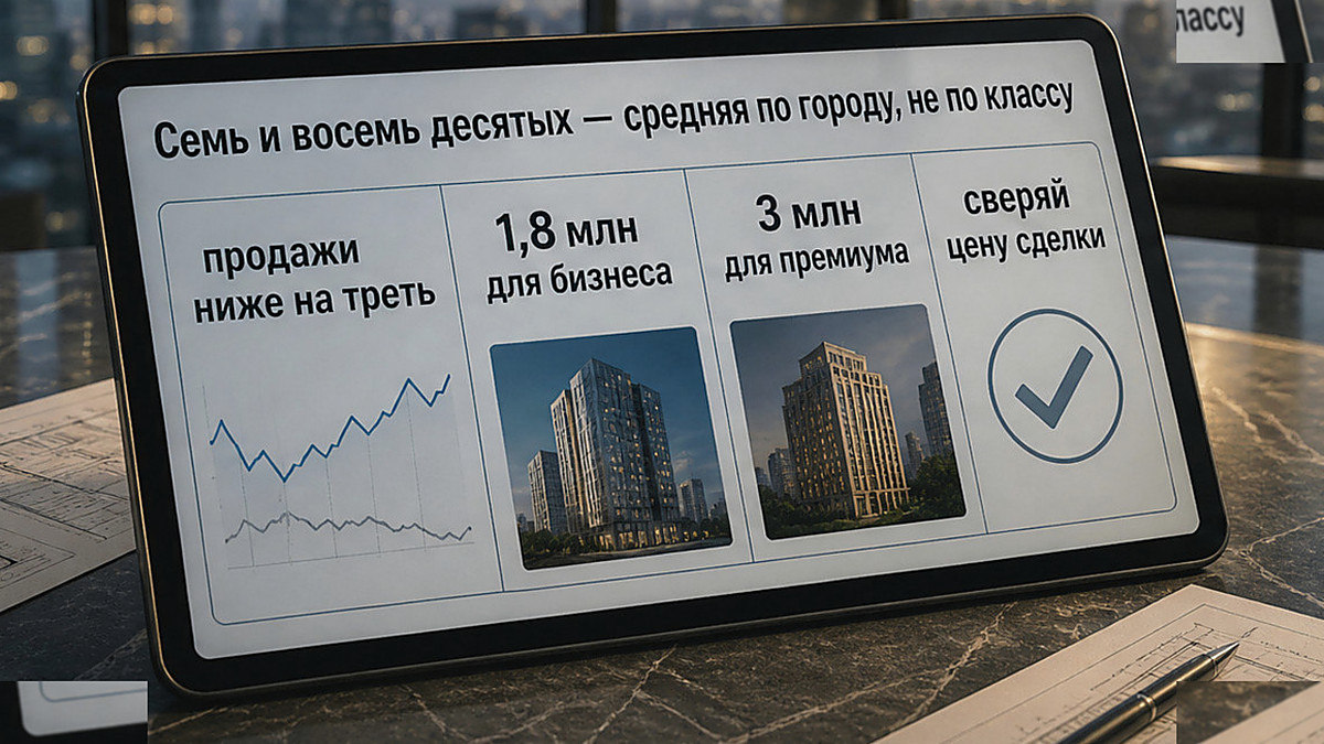 Иллюстрация: масштаб скидки 7,8% для бизнеса и премиума и проверка цены сделки