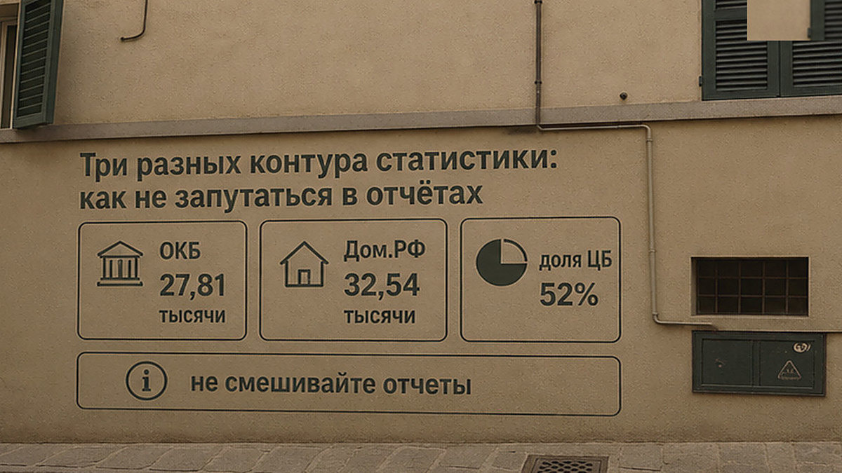 Схема: сравнение данных ОКБ, Дом.РФ и Банка России по ипотечным отчётам