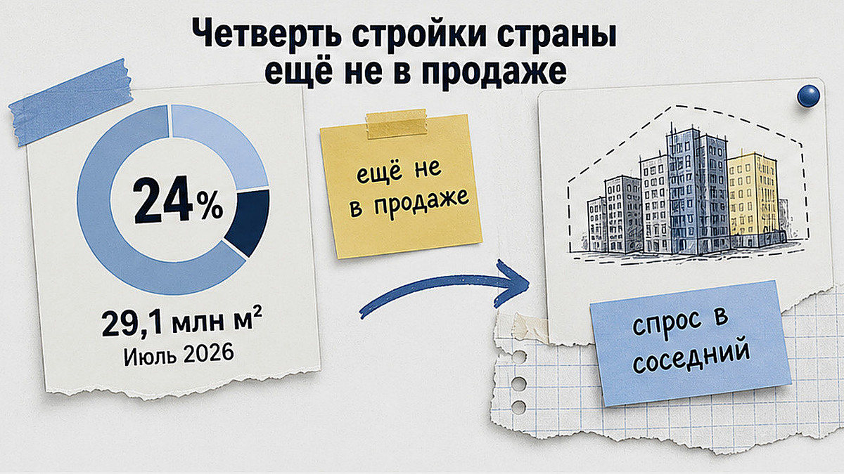 Цифры: четверть строящегося жилья страны ещё не в продаже
