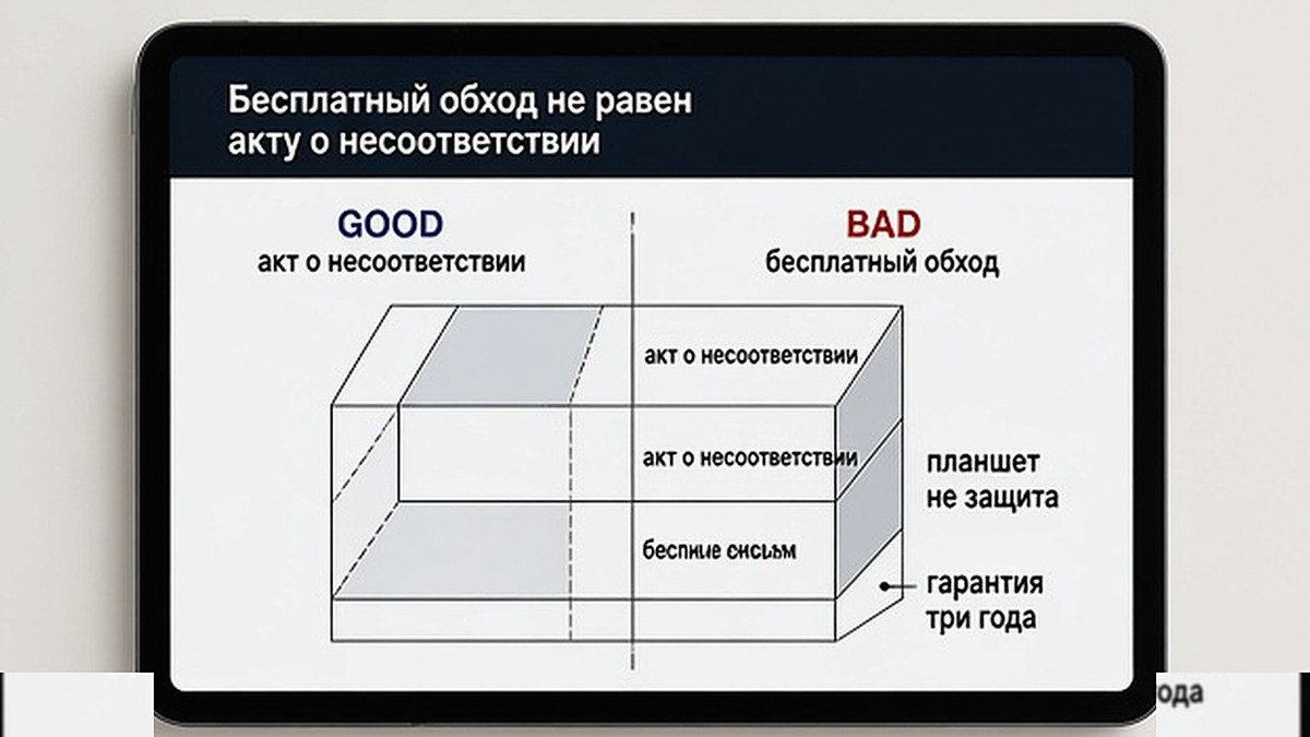 Схема: бесплатный обход и акт о несоответствии при приёмке