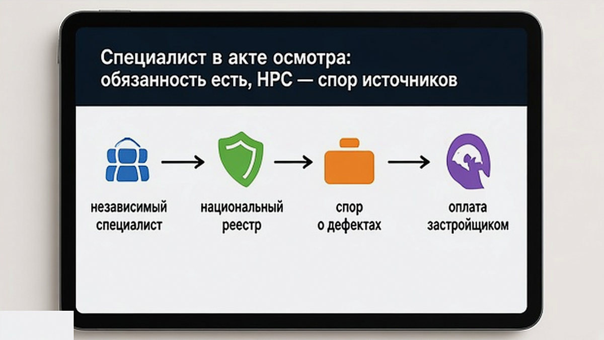 Таймлайн: специалист в акте осмотра и национальный реестр