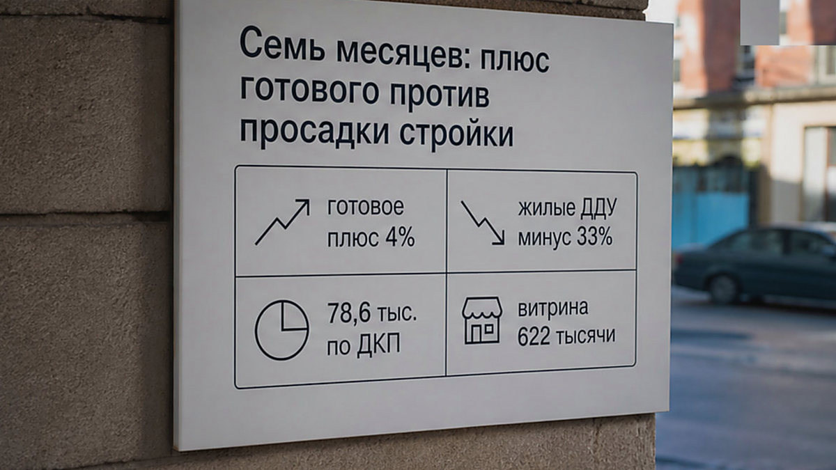 Таблица сравнения динамики сделок за семь месяцев: рост готового жилья против спада на первичном рынке