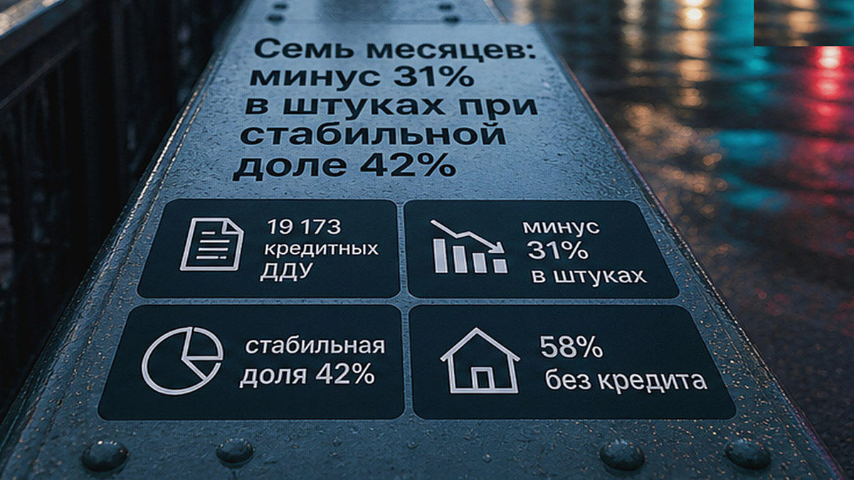 Диаграмма динамики кредитных ДДУ и структуры заёмных сделок за семь месяцев