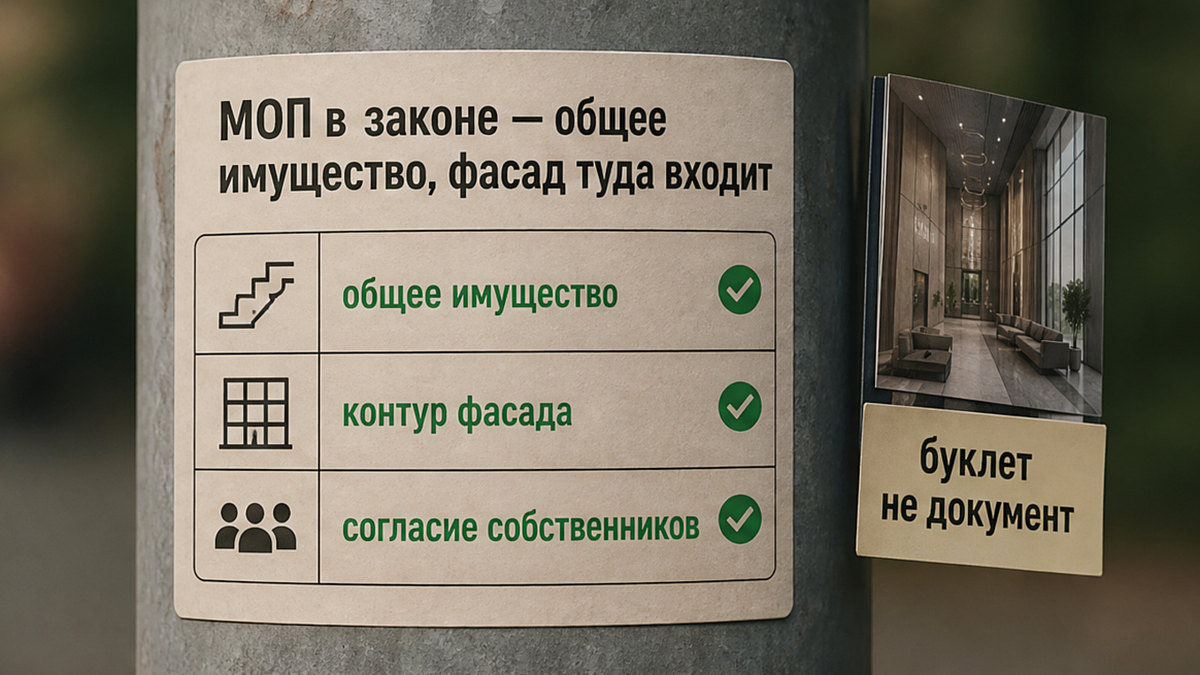 Таблица: МОП как общее имущество, фасад и согласие собственников