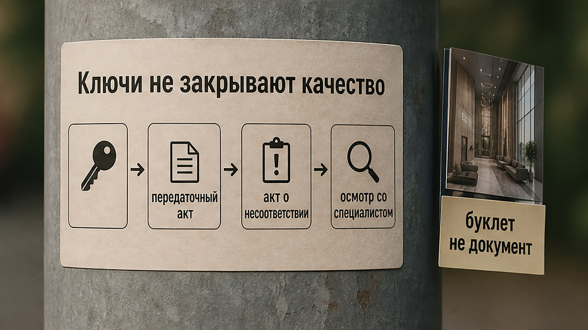 Таймлайн: от ключей к передаточному акту и осмотру со специалистом