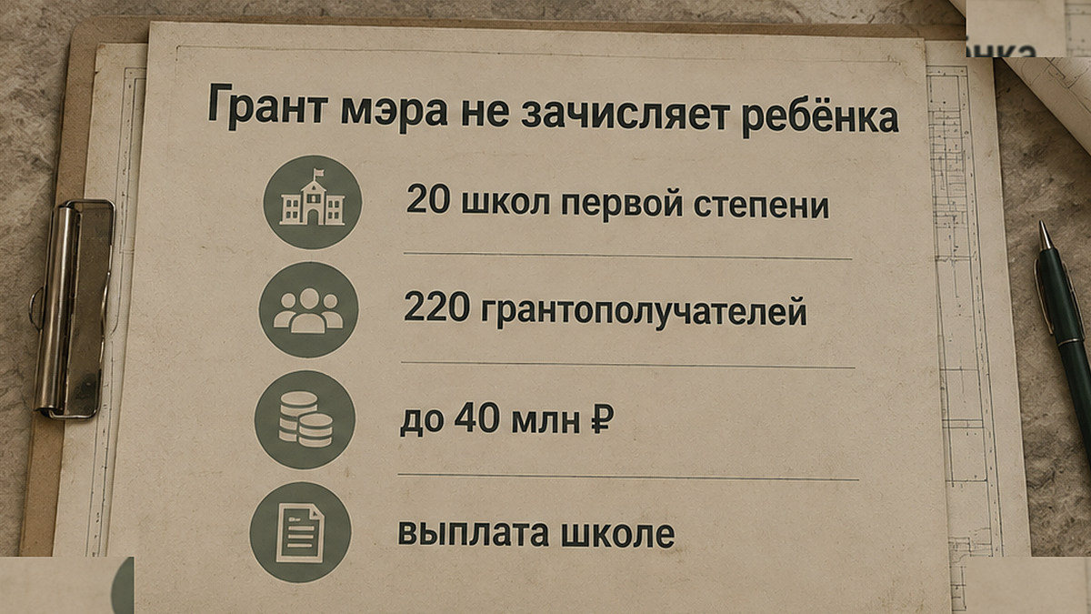 Схема: грант мэра не зачисляет ребёнка в школу автоматически