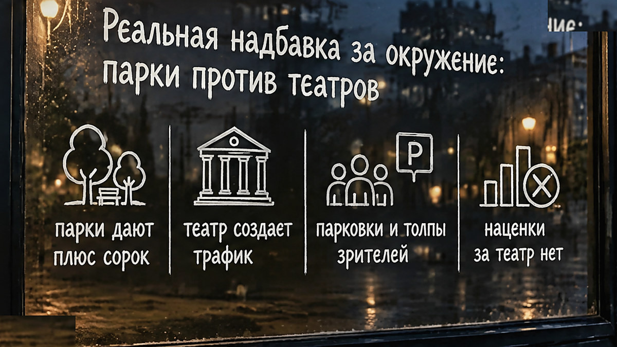 Инфографика: реальная надбавка за парки и отсутствие наценки за театр