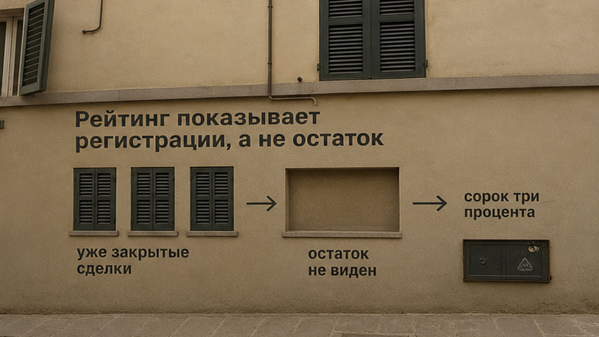 Рейтинг регистраций ДДУ не показывает остаток квартир