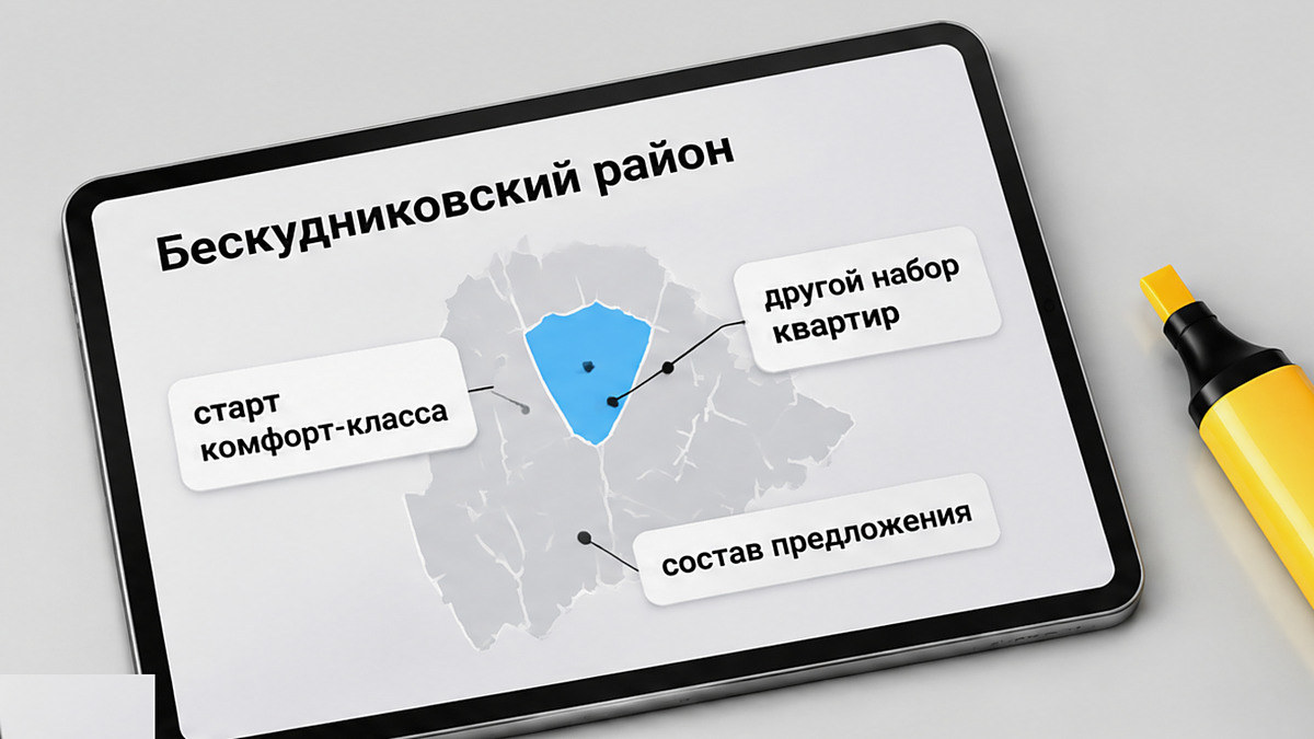 Схема: в продаже появился другой набор квартир и сдвинул среднюю по району