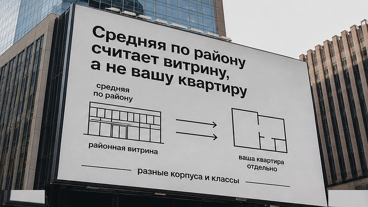 Схема различий между районной средней и ценой конкретной квартиры