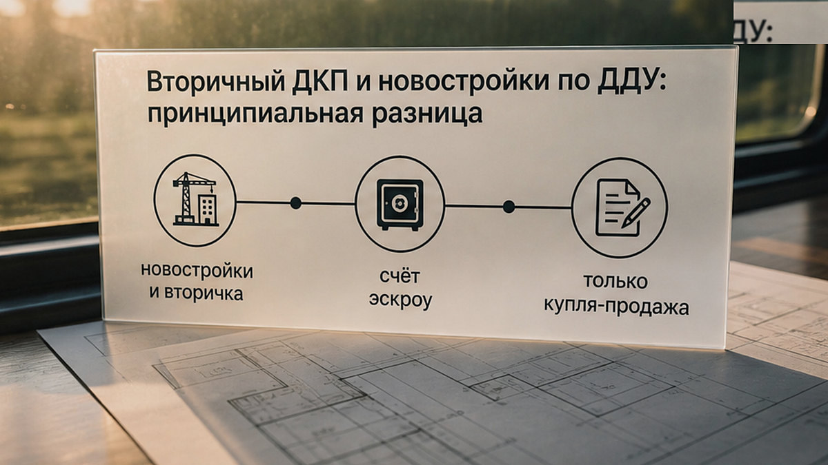 Схема: принципиальная разница между ДДУ в новостройке и ДКП на вторичке