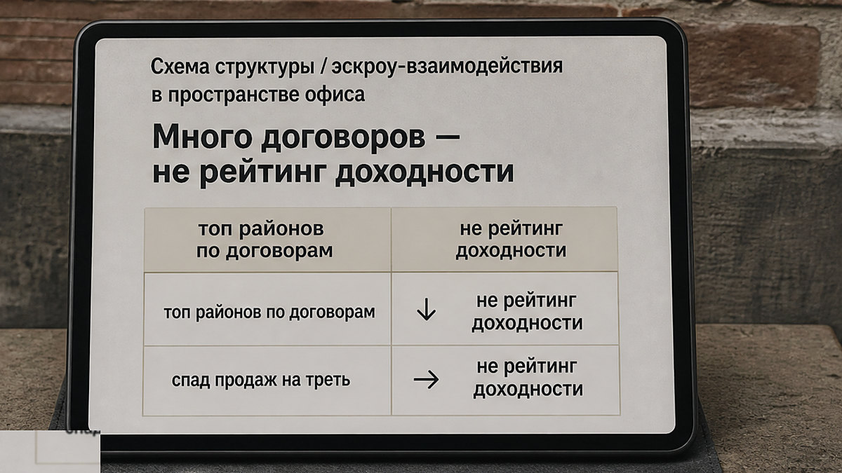 Сравнение: число договоров и реальная доходность района