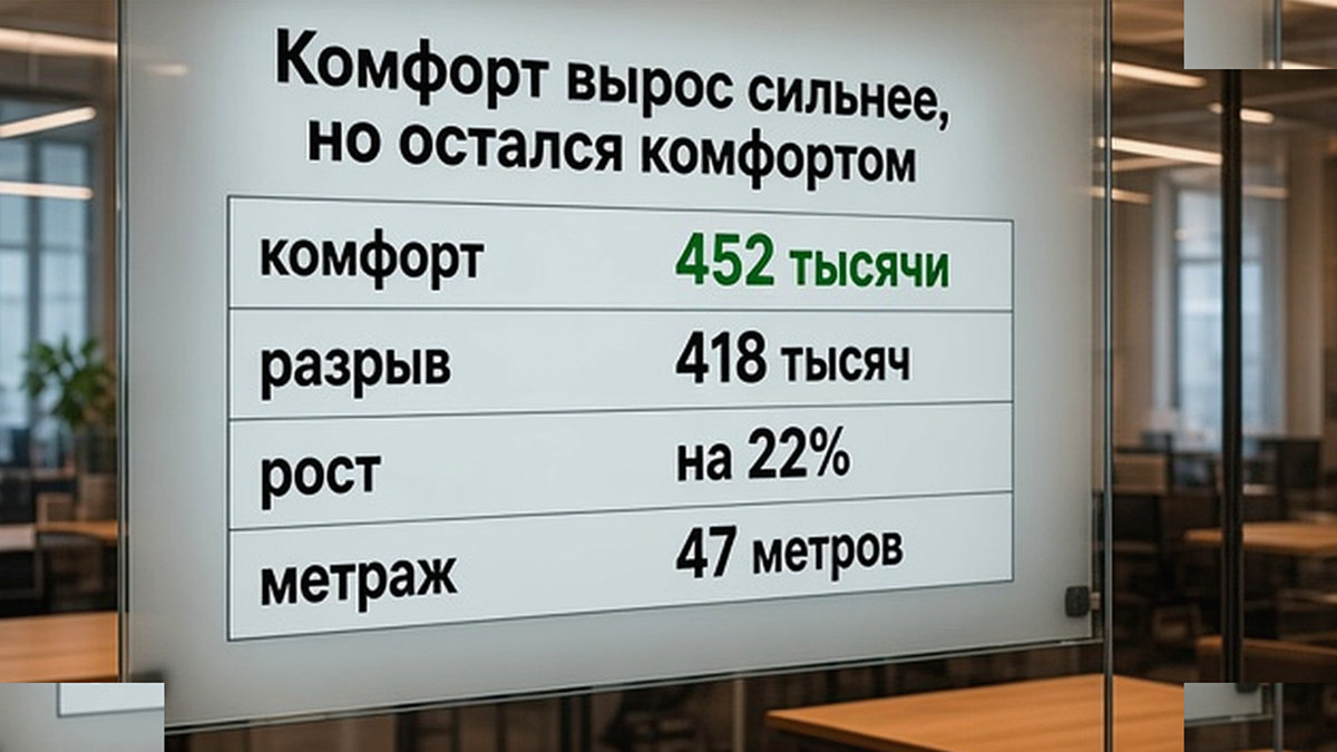 Разбивка: комфорт-класс 452 тысячи против среднего метра