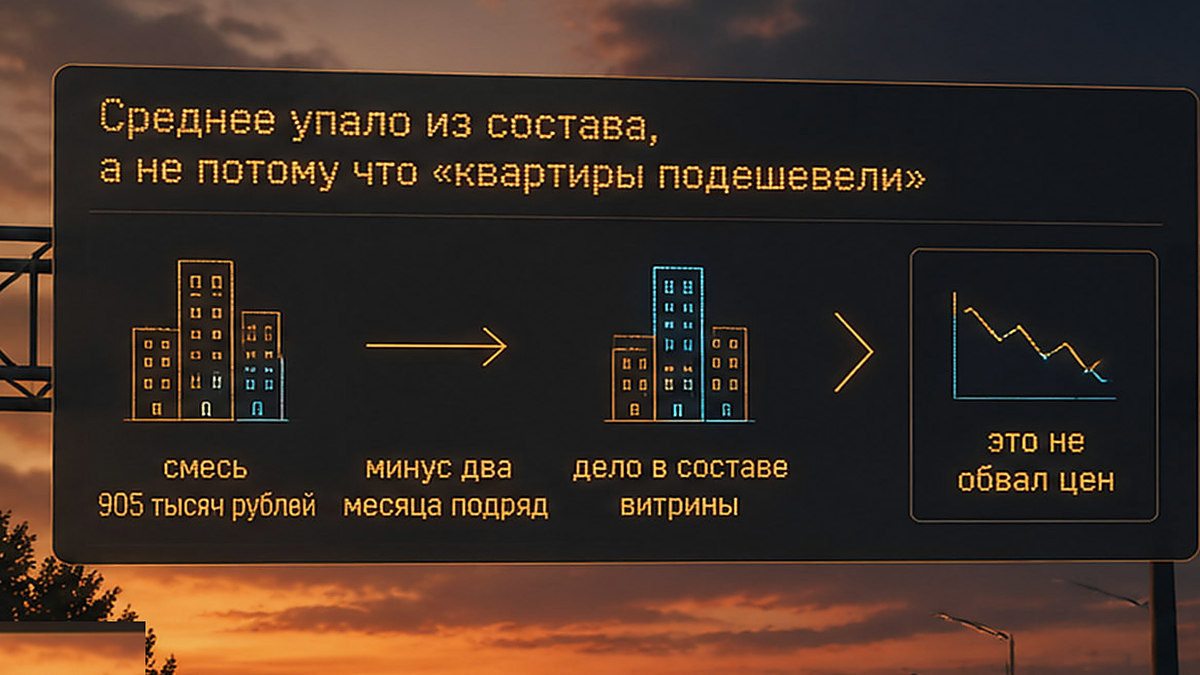 Схема влияния структуры предложения новостроек на общую среднюю цену квадратного метра
