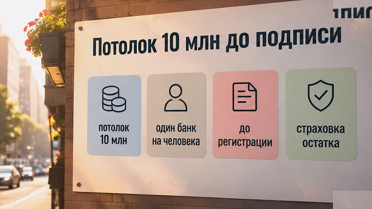 Таблица: страховой потолок 10 млн на эскроу до регистрации