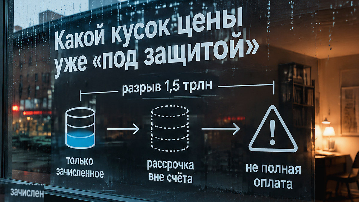 Схема: какой кусок цены договора уже защищён на эскроу