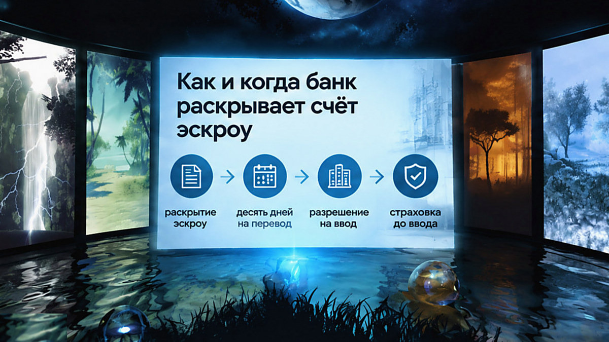 Схема: когда банк раскрывает счёт эскроу и переводит деньги застройщику