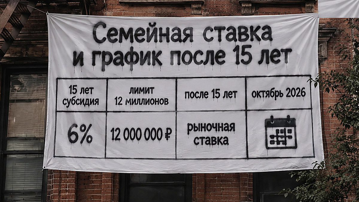 Таблица: семейная ставка, лимит и график платежей после 15 лет