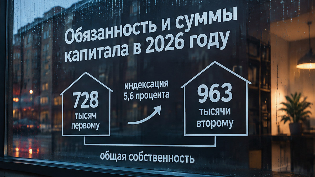 Схема обязанности и сумм материнского капитала на доли детей в 2026 году