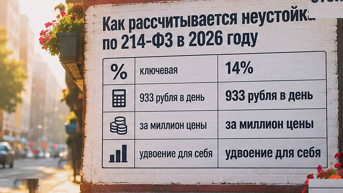 Расчёт неустойки по 214-ФЗ в 2026 году: ставка и сумма в день