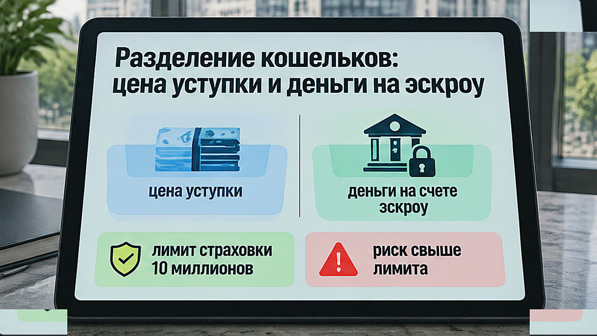 Схема разделения цены уступки и денег на эскроу-счёте
