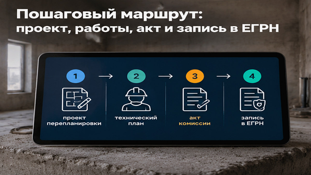 Маршрут: проект перепланировки, акт комиссии и запись в ЕГРН