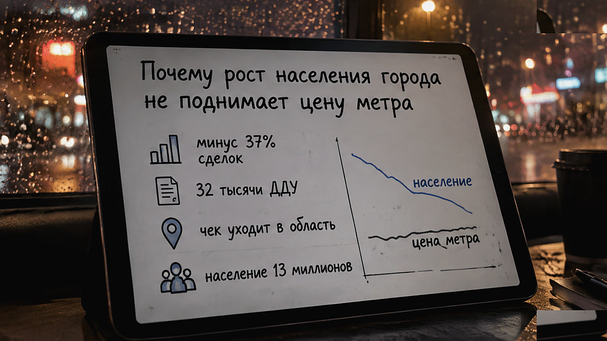 Схема: почему рост населения города не поднимает цену метра
