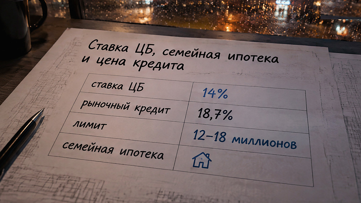 Таблица: ставка ЦБ, семейная ипотека и цена кредита