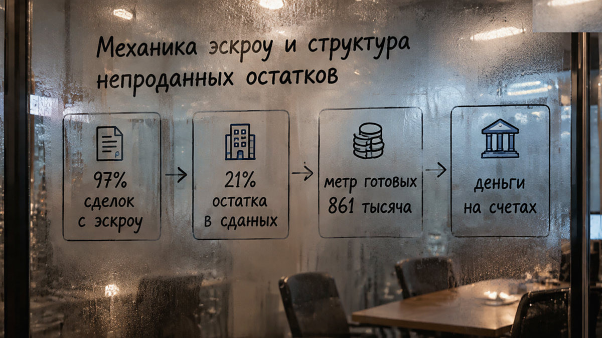Схема: механика эскроу и структура непроданных остатков