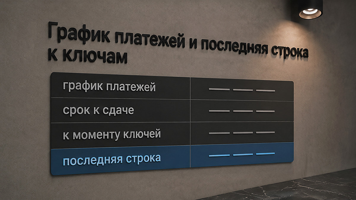 График платежей по рассрочке и последний взнос к моменту ключей