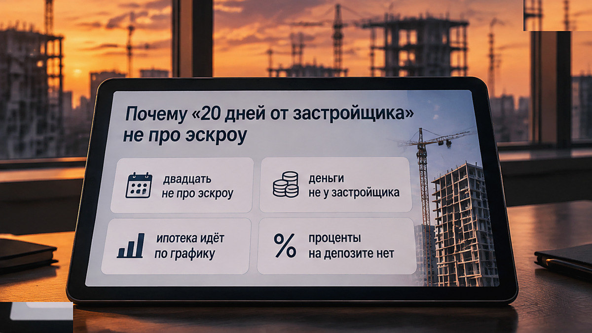 Схема: почему срок двадцать дней от застройщика не относится к эскроу
