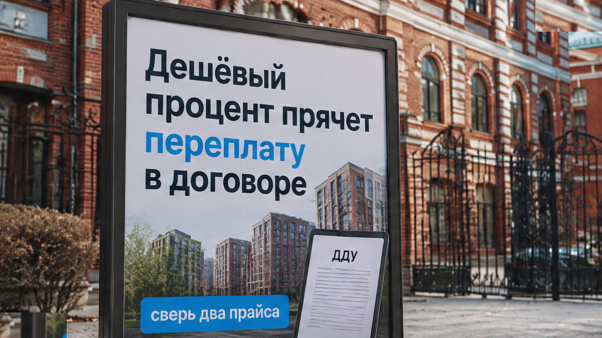 Рекламная ставка один процент прячет дорогую цену квартиры в сделке