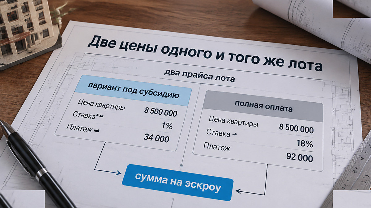 Схема двух прайсов на один лот при субсидированной ипотеке