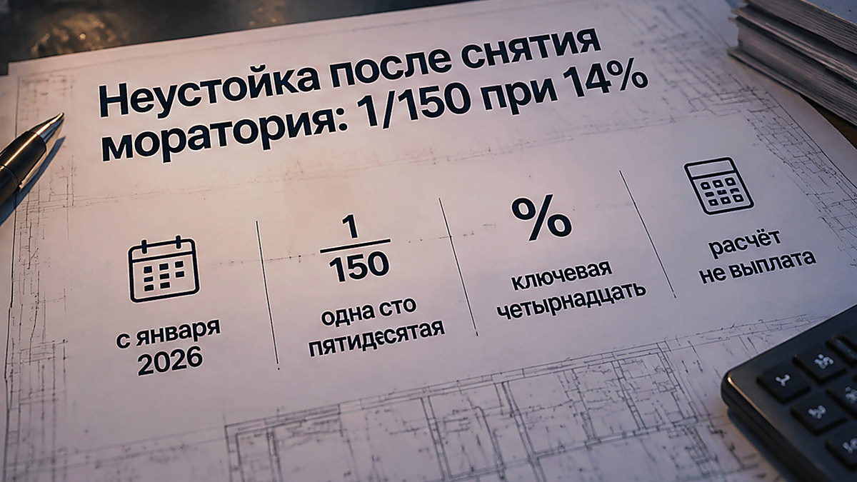 Схема расчёта неустойки 1/150 при ключевой ставке 14%